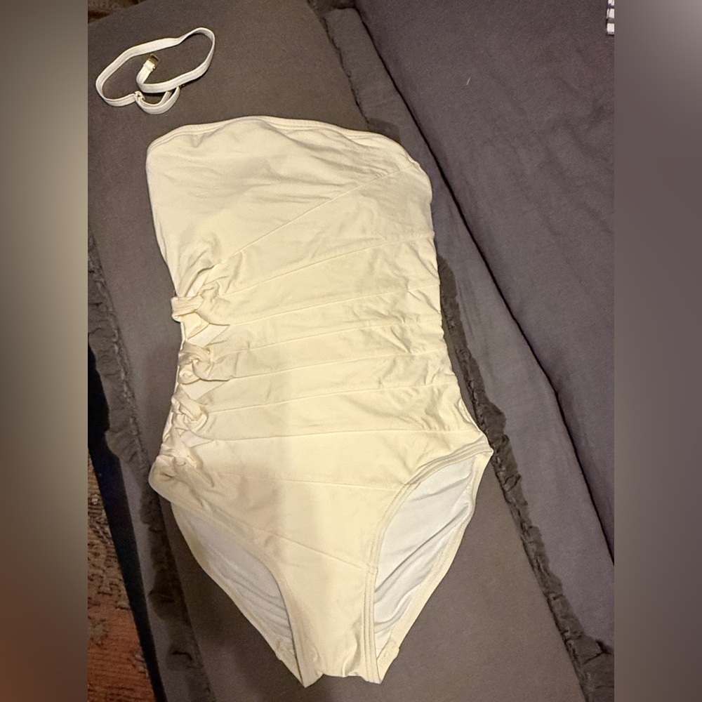 Carmen Marc Valvo Cream One Piece Swimsuit